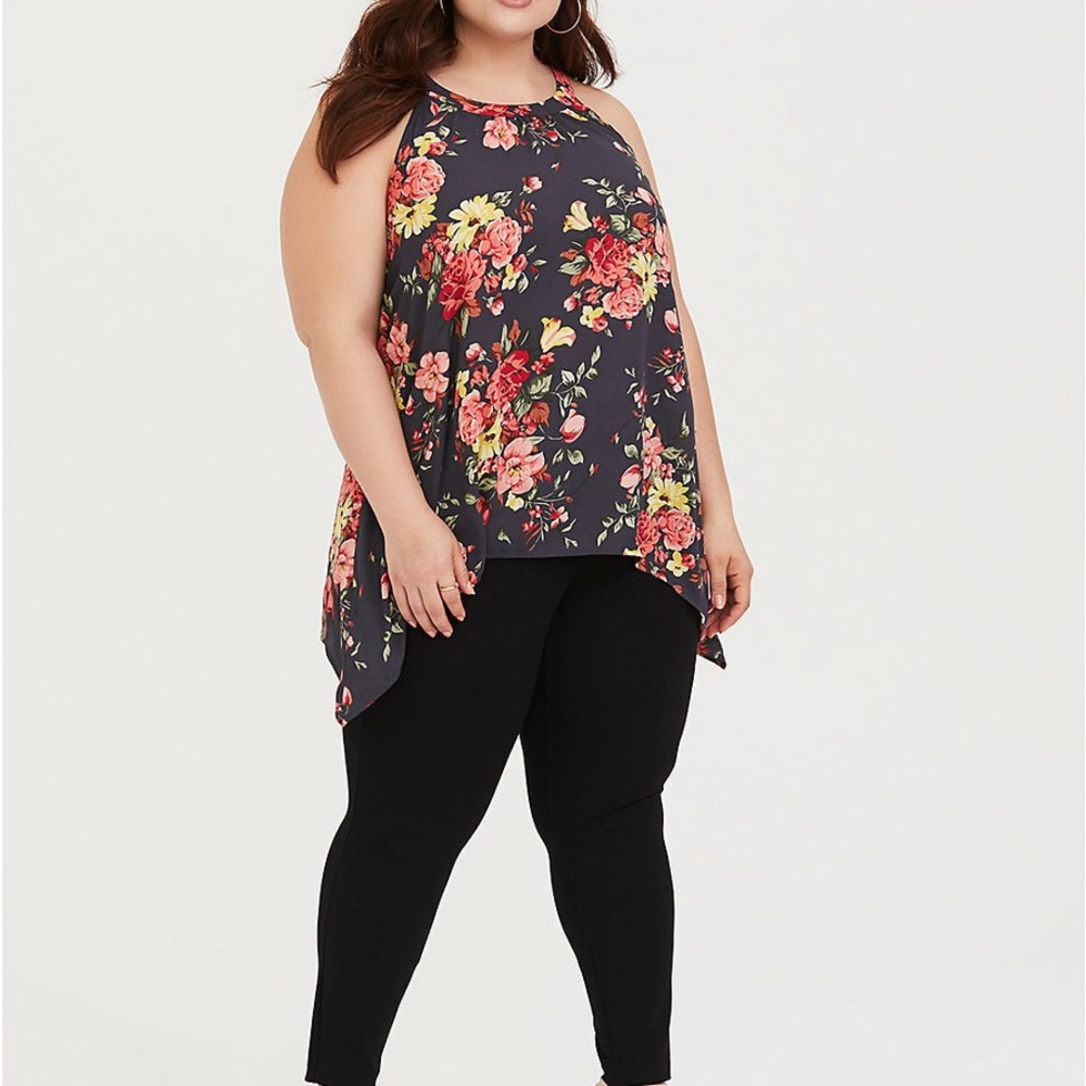 Torrid Black Floral Halter Top